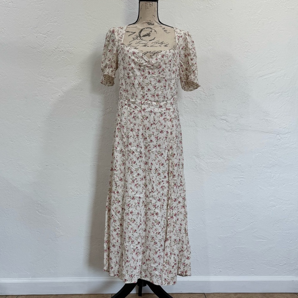 REFORMATION Lacey Smocked Sleeve Dress In Boheme - Size - 12